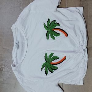 Zara trafaluc Medium crop top palm